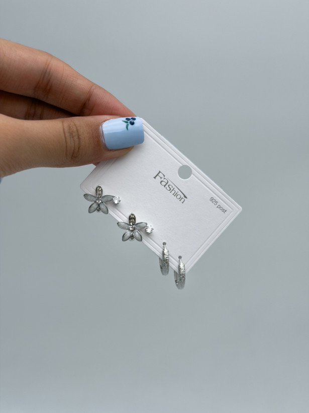 پک گوشواره میخ نقره